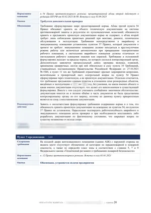 Лист 20 из 62 заключения ООО «СТАТУС КАПИТАЛ» по предписанию на 36 пунктов: пункты 2 и 3: документы и категория на двери