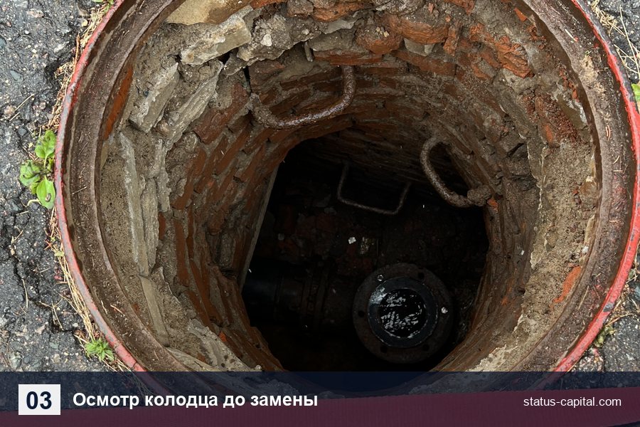 Осмотр колодца пожарного гидранта до замены: состояние горловины и оборудования
