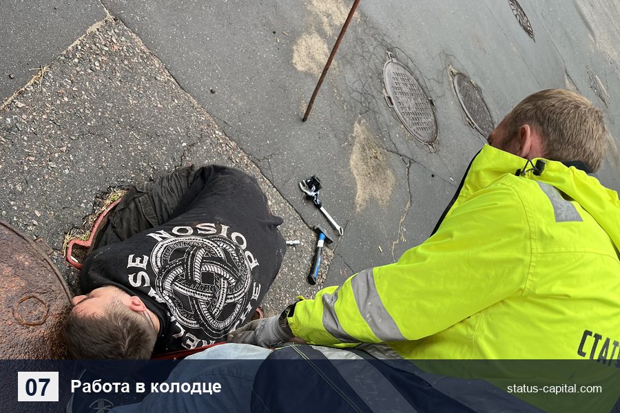Замена пожарного гидранта: работа специалистов в колодце