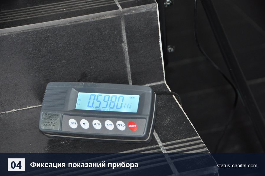 Показания динамометра при испытании ограждения на прочность